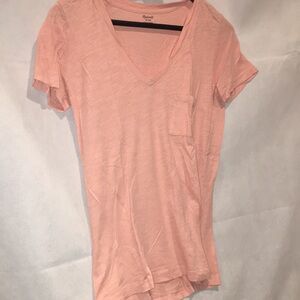 Madewell Pink Cotton V-Nect Tee | Size XS